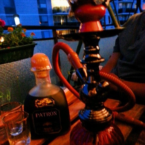 Getting ready for blackout with some coffe-flavoured Patron and sheesha